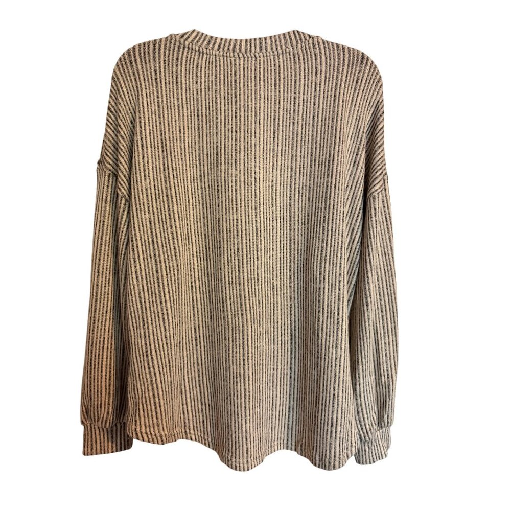 Blu Pepper Size Medium 1/4 Button Striped Stretchy Knit Long Sleeve $49 NWT - Picture 6 of 8